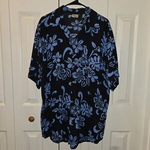 Blackrock Blue Floral Hawaiian Short Sleeve Button Down Shirt Size XXL